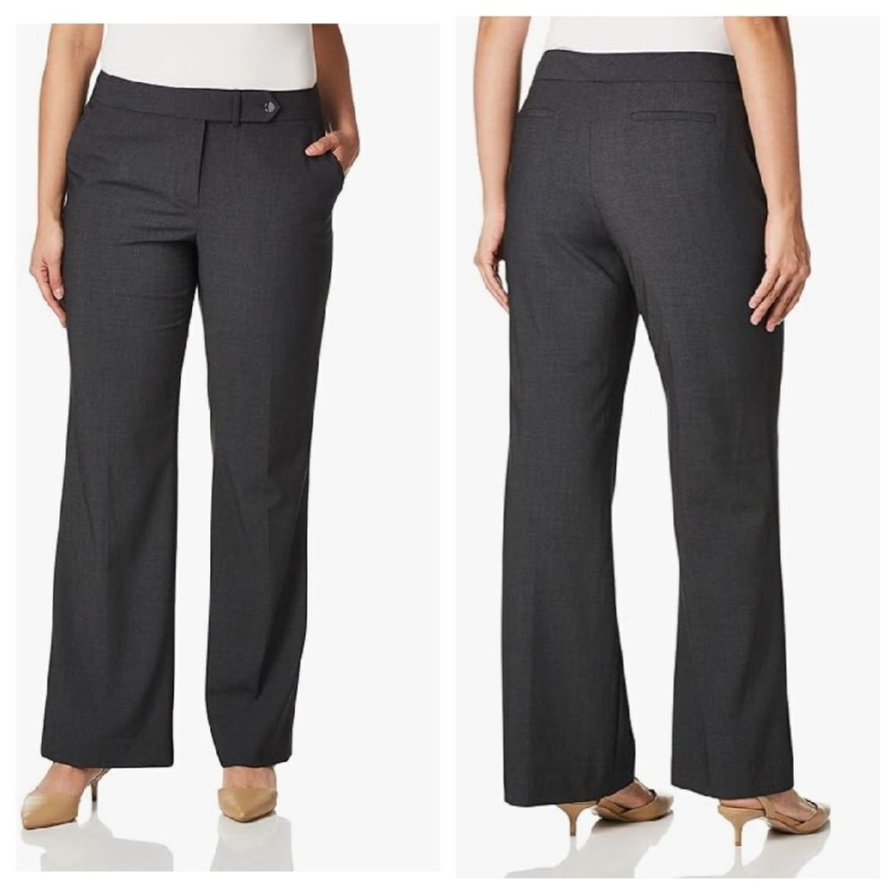 Euc Charcoal Talbots Barely Boot Flat Front Pants - image 1